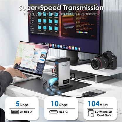 WAVLINK WL-UMD26 11 in 1 140W PD 3.1 USB-C 8K Displayport Charging Docking Station - USB HUB by WAVLINK | Online Shopping UK | buy2fix