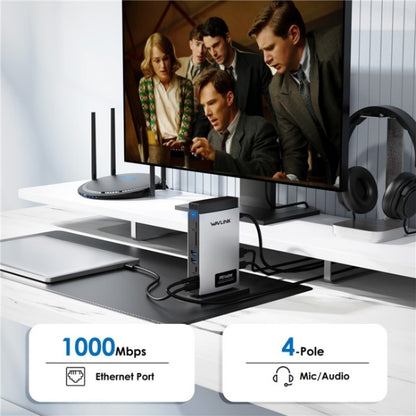 WAVLINK WL-UMD26 11 in 1 140W PD 3.1 USB-C 8K Displayport Charging Docking Station - USB HUB by WAVLINK | Online Shopping UK | buy2fix