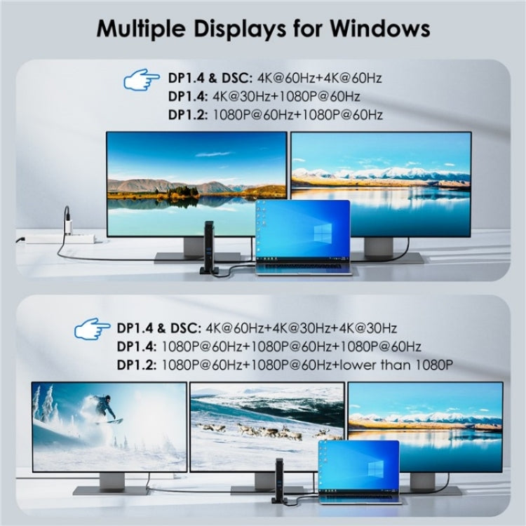 WAVLINK WL-UMD26 11 in 1 140W PD 3.1 USB-C 8K Displayport Charging Docking Station - USB HUB by WAVLINK | Online Shopping UK | buy2fix