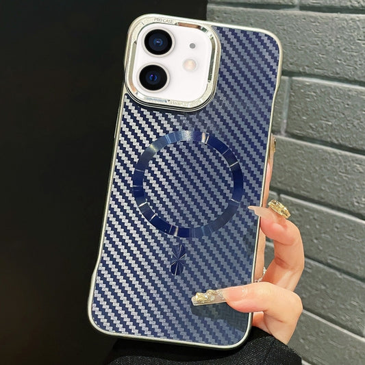 For iPhone 11 AG Carbon Fiber Frameless MagSafe Phone Case(Blue) - iPhone 11 Cases by buy2fix | Online Shopping UK | buy2fix