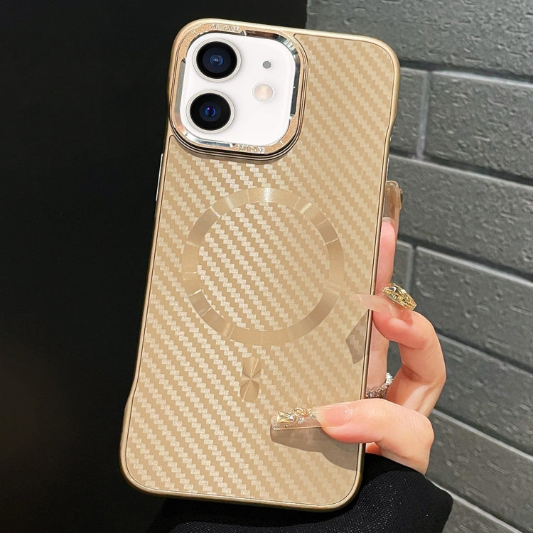 For iPhone 12 AG Carbon Fiber Frameless MagSafe Phone Case(Gold) - iPhone 12 / 12 Pro Cases by buy2fix | Online Shopping UK | buy2fix