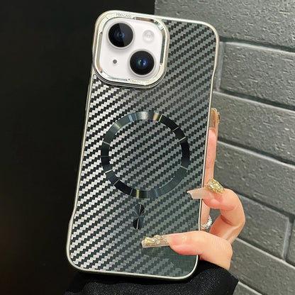 For iPhone 15 AG Carbon Fiber Frameless MagSafe Phone Case(Black) - iPhone 15 Cases by buy2fix | Online Shopping UK | buy2fix