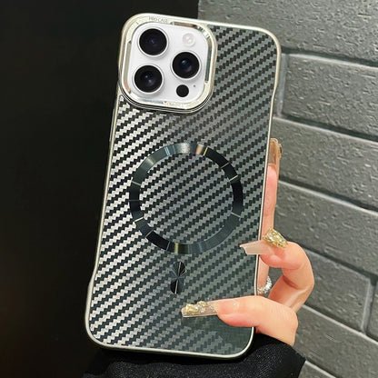 For iPhone 16 Pro AG Carbon Fiber Frameless MagSafe Phone Case(Black) - iPhone 16 Pro Cases by buy2fix | Online Shopping UK | buy2fix