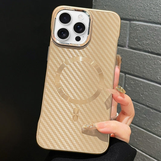 For iPhone 16 Pro AG Carbon Fiber Frameless MagSafe Phone Case(Gold) - iPhone 16 Pro Cases by buy2fix | Online Shopping UK | buy2fix
