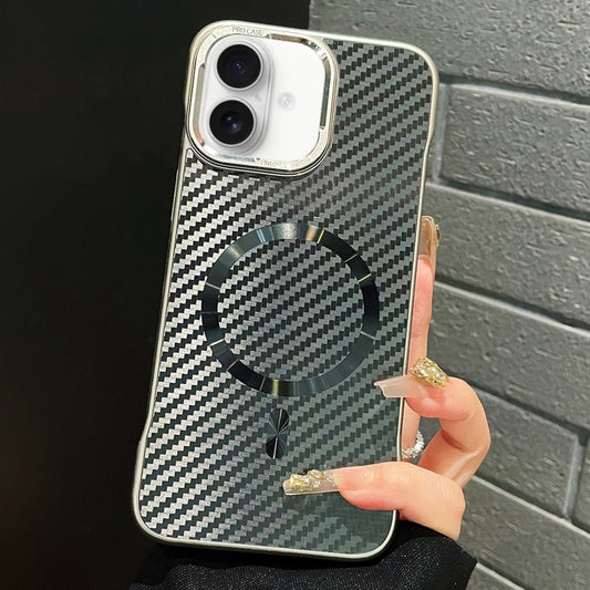 For iPhone 16 Plus AG Carbon Fiber Frameless MagSafe Phone Case(Black) - iPhone 16 Plus Cases by buy2fix | Online Shopping UK | buy2fix