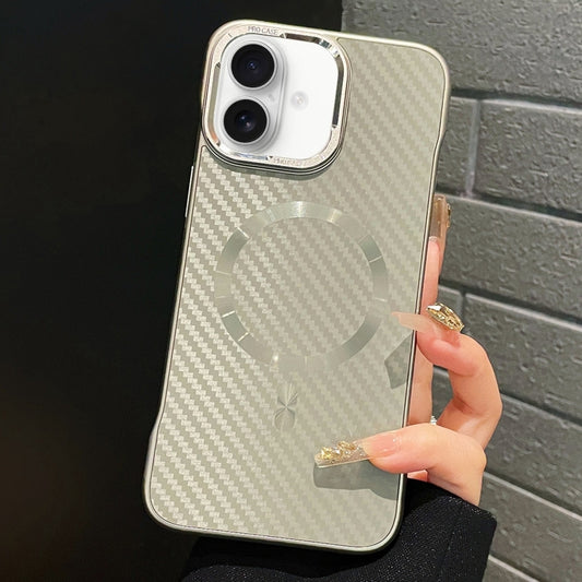 For iPhone 16 Plus AG Carbon Fiber Frameless MagSafe Phone Case(Grey) - iPhone 16 Plus Cases by buy2fix | Online Shopping UK | buy2fix