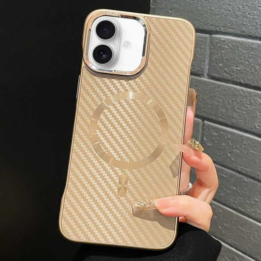 For iPhone 16 Plus AG Carbon Fiber Frameless MagSafe Phone Case(Gold) - iPhone 16 Plus Cases by buy2fix | Online Shopping UK | buy2fix