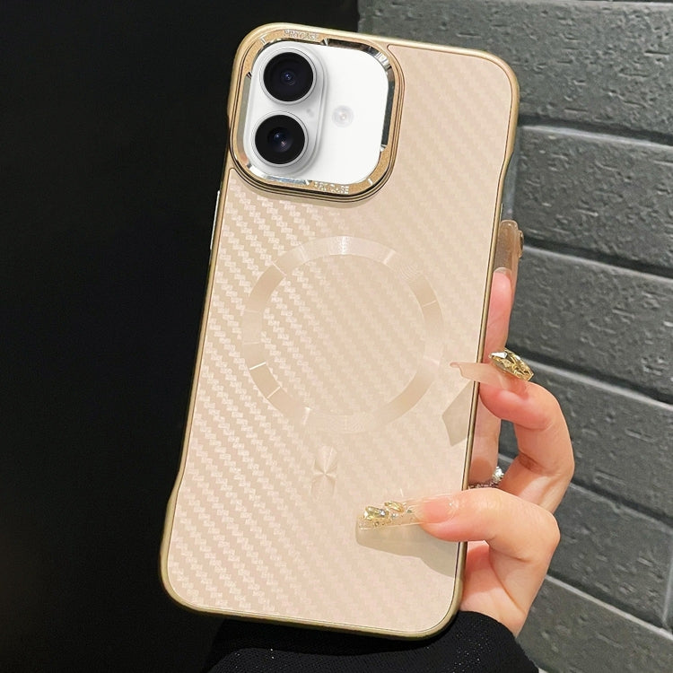 For iPhone 16 AG Carbon Fiber Frameless MagSafe Phone Case(Pink) - iPhone 16 Cases by buy2fix | Online Shopping UK | buy2fix
