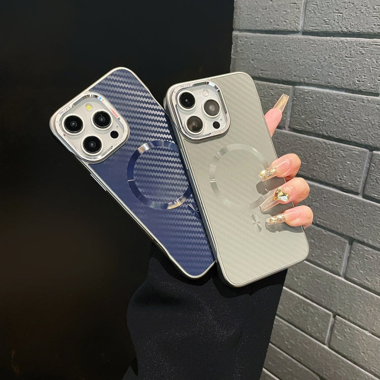 For iPhone 16 Pro AG Carbon Fiber Frameless MagSafe Phone Case(Blue) - iPhone 16 Pro Cases by buy2fix | Online Shopping UK | buy2fix