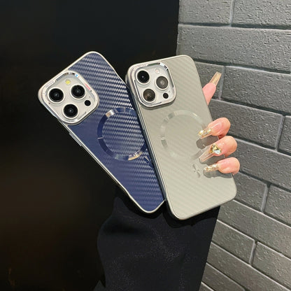 For iPhone 16 Pro AG Carbon Fiber Frameless MagSafe Phone Case(Blue) - iPhone 16 Pro Cases by buy2fix | Online Shopping UK | buy2fix