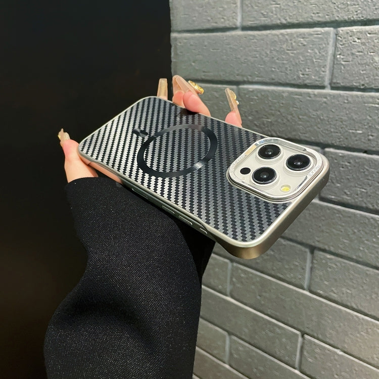 For iPhone 16 AG Carbon Fiber Frameless MagSafe Phone Case(Black) - iPhone 16 Cases by buy2fix | Online Shopping UK | buy2fix