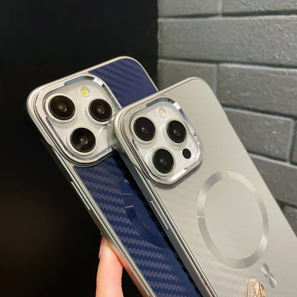 For iPhone 16 Pro AG Carbon Fiber Frameless MagSafe Phone Case(Blue) - iPhone 16 Pro Cases by buy2fix | Online Shopping UK | buy2fix