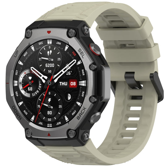 For Amazfit T-Rex 3 Solid Color Needle Buckle Silicone Watch Band(Crag Gray)