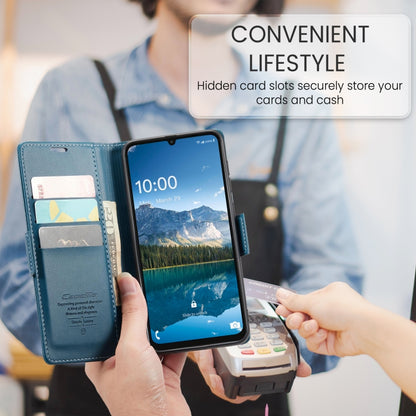 For Samsung Galaxy A07 / A06 CaseMe 023 Butterfly Buckle Litchi Texture RFID Anti-theft Leather Phone Case(Blue) by CaseMe