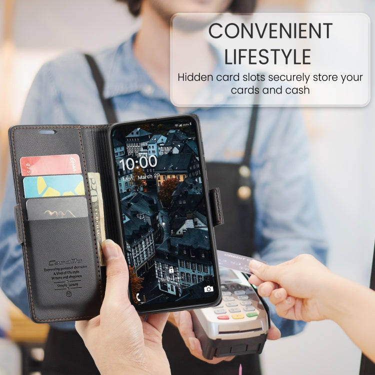 For Samsung Galaxy A07 / A06 CaseMe 023 Butterfly Buckle Litchi Texture RFID Anti-theft Leather Phone Case(Black) by CaseMe