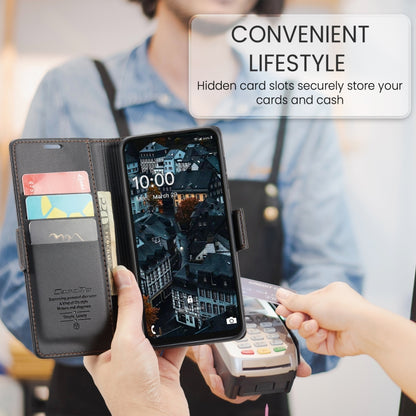 For Samsung Galaxy A07 / A06 CaseMe 023 Butterfly Buckle Litchi Texture RFID Anti-theft Leather Phone Case(Black) by CaseMe