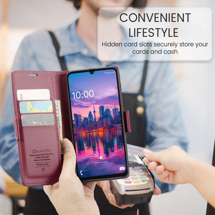 For Samsung Galaxy A16 5G CaseMe 023 Butterfly Buckle Litchi Texture RFID Anti-theft Leather Phone Case(Red) by CaseMe