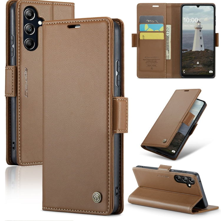 For Samsung Galaxy A16 5G CaseMe 023 Butterfly Buckle Litchi Texture RFID Anti-theft Leather Phone Case(Brown) by CaseMe