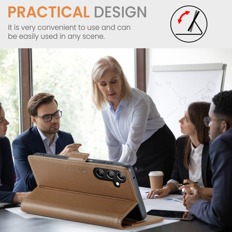 For Samsung Galaxy A16 5G CaseMe 023 Butterfly Buckle Litchi Texture RFID Anti-theft Leather Phone Case(Brown) by CaseMe