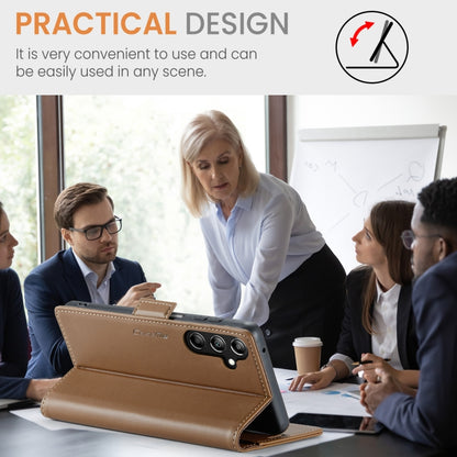 For Samsung Galaxy A16 5G CaseMe 023 Butterfly Buckle Litchi Texture RFID Anti-theft Leather Phone Case(Brown) by CaseMe