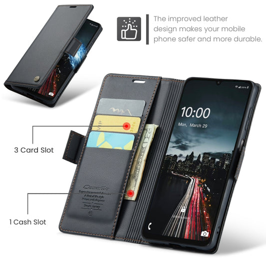 For Samsung Galaxy A16 5G CaseMe 023 Butterfly Buckle Litchi Texture RFID Anti-theft Leather Phone Case(Black) by CaseMe