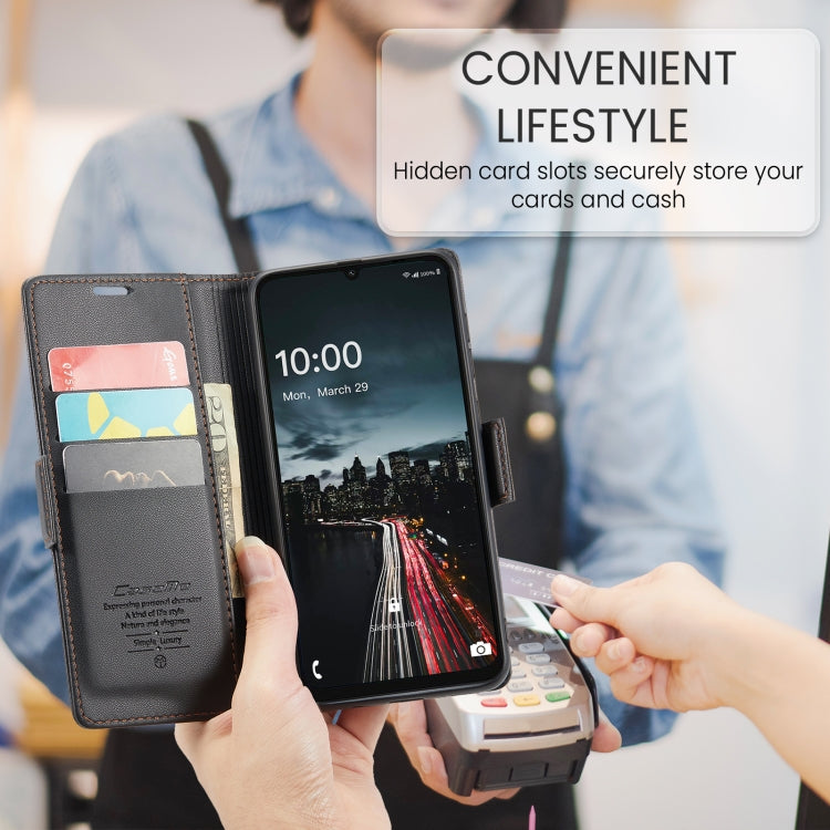 For Samsung Galaxy A16 5G CaseMe 023 Butterfly Buckle Litchi Texture RFID Anti-theft Leather Phone Case(Black) by CaseMe