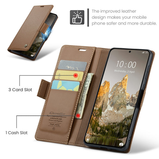 For Xiaomi 14T CaseMe 023 Butterfly Buckle Litchi Texture RFID Anti-theft Leather Phone Case(Brown) - Xiaomi Cases by CaseMe | Online Shopping UK | buy2fix