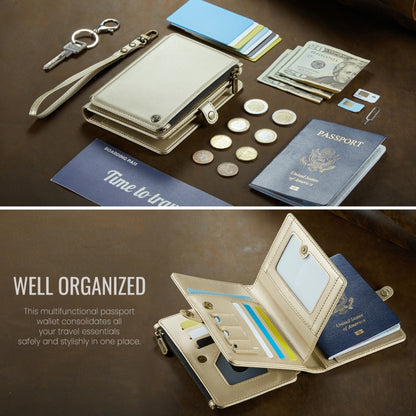 CaseMe-Me60 Multi-functional Anti-theft Swipe Passport Wallet(Gold) -  by CaseMe | Online Shopping UK | buy2fix