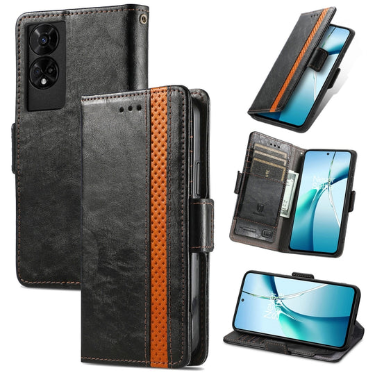 For TCL 50 5G CaseNeo Splicing Dual Magnetic Buckle Leather Phone Case(Black)