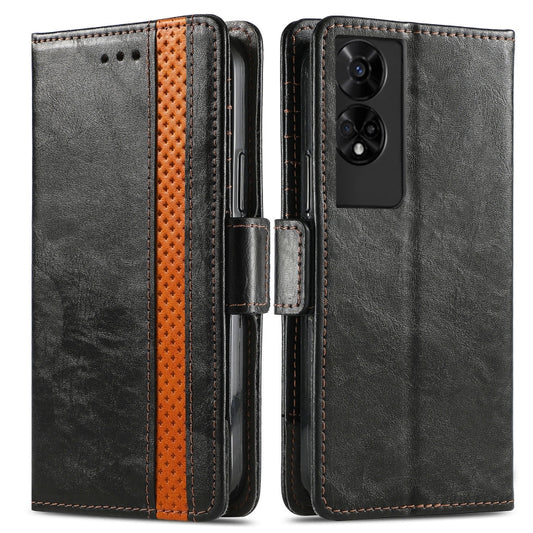 For TCL 50 5G CaseNeo Splicing Dual Magnetic Buckle Leather Phone Case(Black) - TCL by CaseNeo | Online Shopping UK | buy2fix