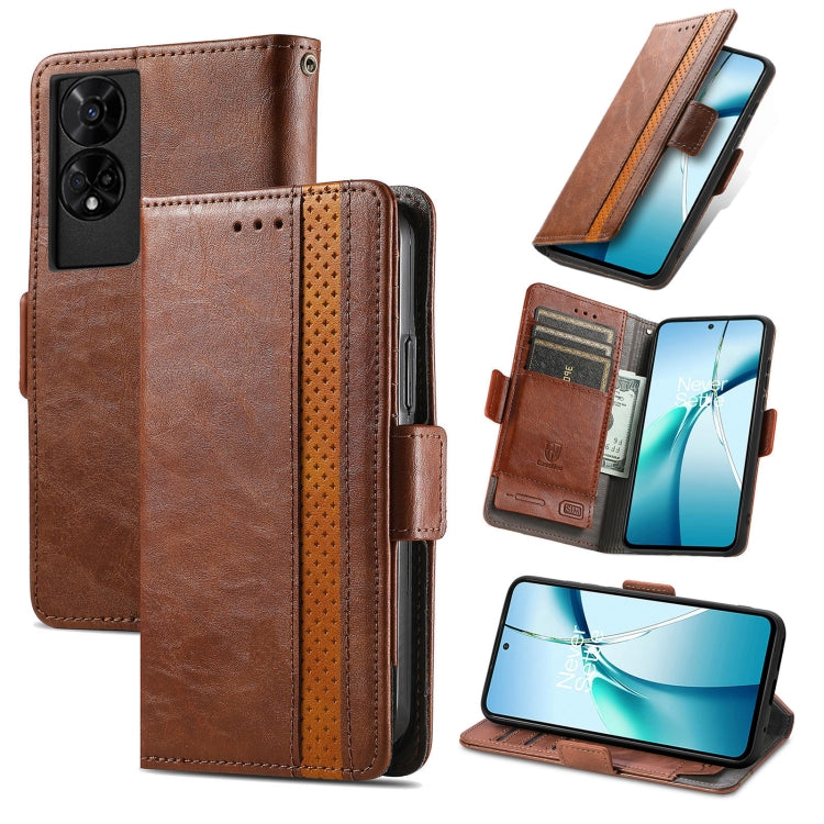 For TCL 50 5G CaseNeo Splicing Dual Magnetic Buckle Leather Phone Case(Brown) - TCL by CaseNeo | Online Shopping UK | buy2fix