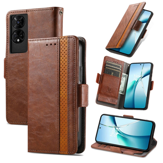 For TCL 50 5G CaseNeo Splicing Dual Magnetic Buckle Leather Phone Case(Brown) - TCL by CaseNeo | Online Shopping UK | buy2fix