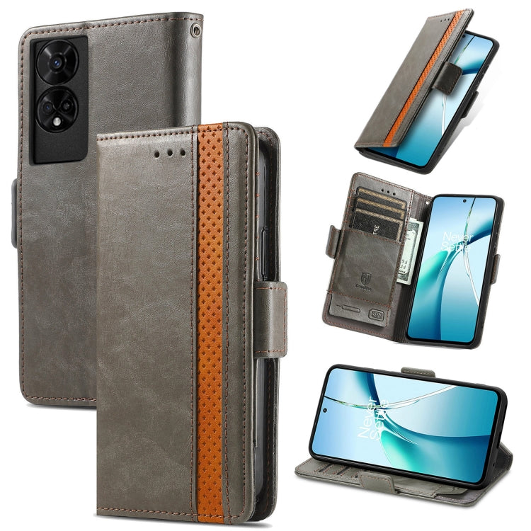 For TCL 50 5G CaseNeo Splicing Dual Magnetic Buckle Leather Phone Case(Gray) - TCL by CaseNeo | Online Shopping UK | buy2fix