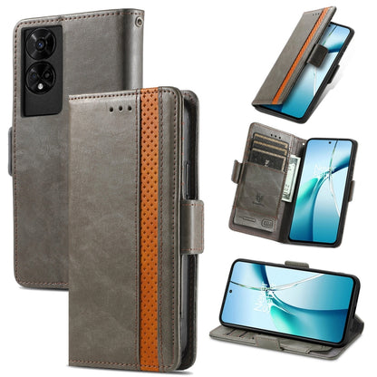 For TCL 50 5G CaseNeo Splicing Dual Magnetic Buckle Leather Phone Case(Gray) - TCL by CaseNeo | Online Shopping UK | buy2fix