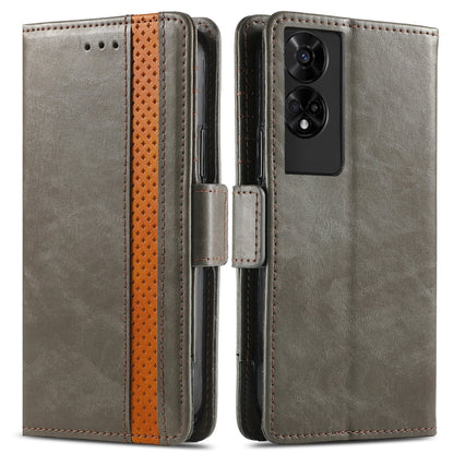For TCL 50 5G CaseNeo Splicing Dual Magnetic Buckle Leather Phone Case(Gray) - TCL by CaseNeo | Online Shopping UK | buy2fix
