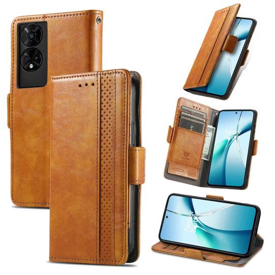 For TCL 50 5G CaseNeo Splicing Dual Magnetic Buckle Leather Phone Case(Khaki)