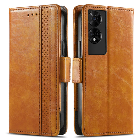 For TCL 50 5G CaseNeo Splicing Dual Magnetic Buckle Leather Phone Case(Khaki) - TCL by CaseNeo | Online Shopping UK | buy2fix