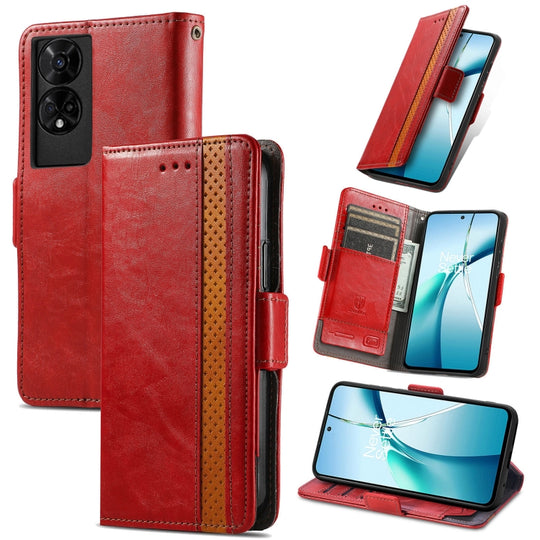 For TCL 50 5G CaseNeo Splicing Dual Magnetic Buckle Leather Phone Case(Red)