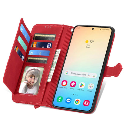 For Samsung Galaxy S25 5G Embossed Flower Zipper Leather Phone Case(Red) by buy2fix