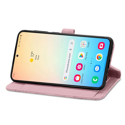 For Samsung Galaxy S25+ 5G Embossed Flower Zipper Leather Phone Case(Pink) by buy2fix
