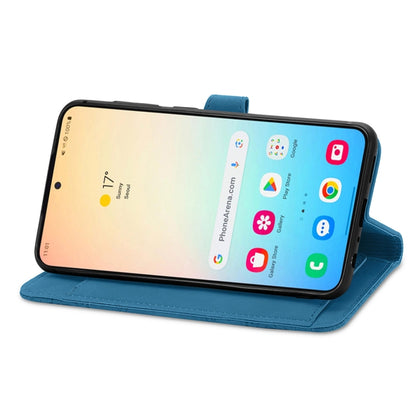 For Samsung Galaxy S25+ 5G Embossed Flower Zipper Leather Phone Case(Blue) by buy2fix