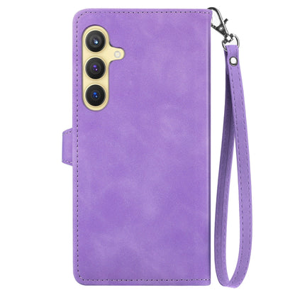 For Samsung Galaxy S25+ 5G Embossed Flower Zipper Leather Phone Case(Purple) by buy2fix