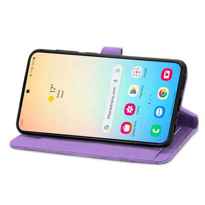 For Samsung Galaxy S25+ 5G Embossed Flower Zipper Leather Phone Case(Purple) by buy2fix