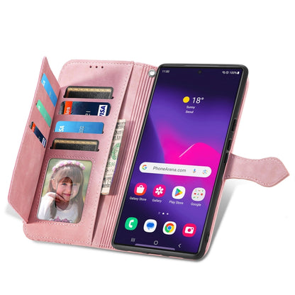 For Samsung Galaxy S25 Ultra 5G Embossed Flower Zipper Leather Phone Case(Pink) by buy2fix