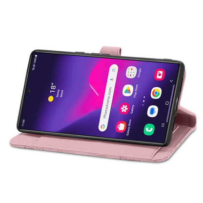 For Samsung Galaxy S25 Ultra 5G Embossed Flower Zipper Leather Phone Case(Pink) by buy2fix