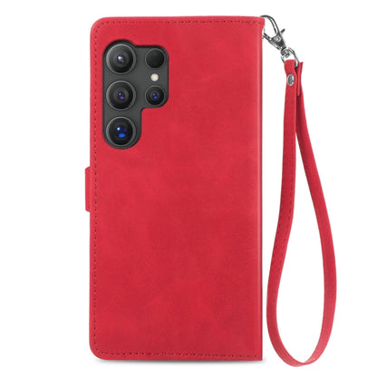 For Samsung Galaxy S25 Ultra 5G Embossed Flower Zipper Leather Phone Case(Red) by buy2fix
