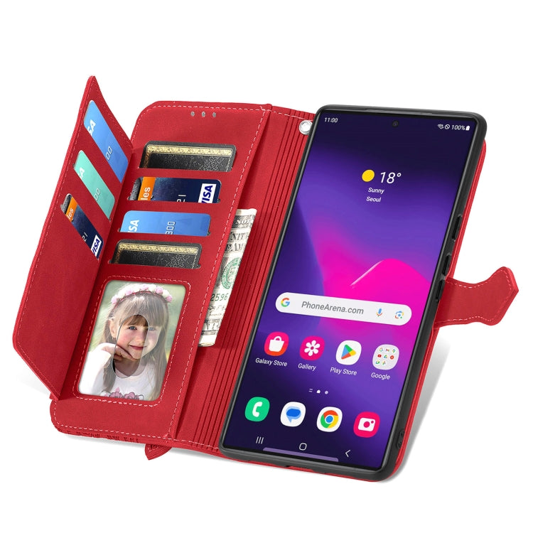 For Samsung Galaxy S25 Ultra 5G Embossed Flower Zipper Leather Phone Case(Red) by buy2fix