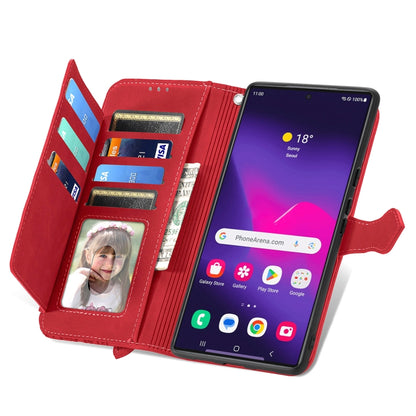 For Samsung Galaxy S25 Ultra 5G Embossed Flower Zipper Leather Phone Case(Red) by buy2fix