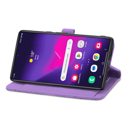 For Samsung Galaxy S25 Ultra 5G Embossed Flower Zipper Leather Phone Case(Purple) by buy2fix