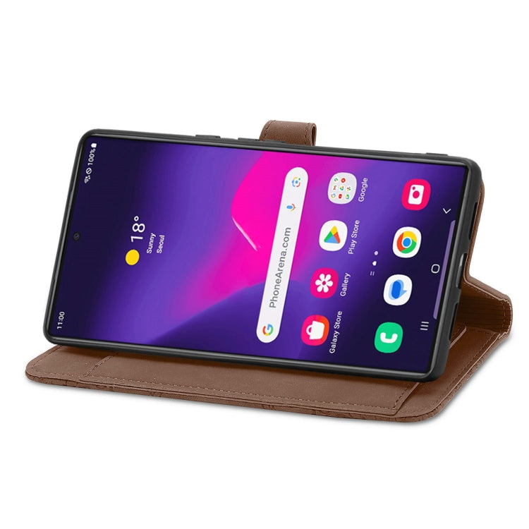 For Samsung Galaxy S25 Ultra 5G Embossed Flower Zipper Leather Phone Case(Brown) by buy2fix